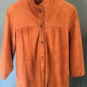 Joan Vass Women's Tan Suede Trench Coat